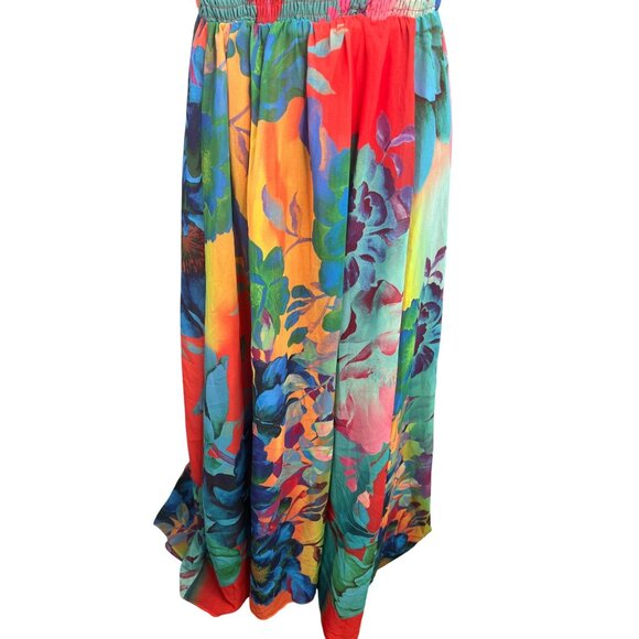 City Chic Maxi Hot Summer Days Floral Print Coral Sleeveless High-low Hemline M - Picture 9 of 15